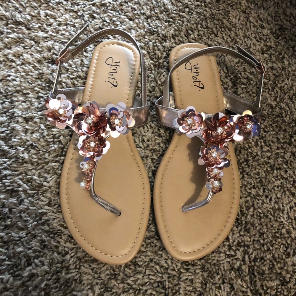 Brand new rose gold sandals